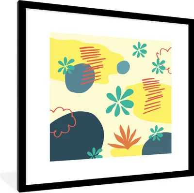 Produktbild von MuchoWow® Gerahmtes Poster Sommer - Flecken - Formen - Pastell 40x40 cm - Poster mit Schwarzem Bilderrahmen Wandposter Rahmen Foto Bilder - Poster - Plakat im Rahmen