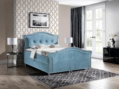 Obrázok produktu pre Kontinentálna jednolôžková posteľ 120x200 VARIEL 2 - svetlá modrá + topper ZDARMA
