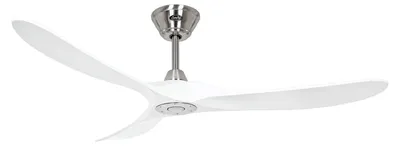Produktbild von Energiespar Deckenventilator mit Fernbedienung Eco Genuino Chrom gebürstet / Matt Weiß 152 cm