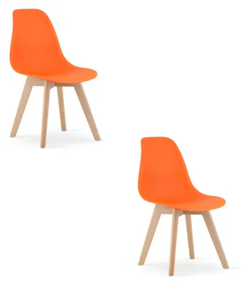 Productafbeelding van Stoel - Leobert - Kito - Oranje/Natuurlijke poten - 46 X 54,5 X 80 Cm - Lot van 2