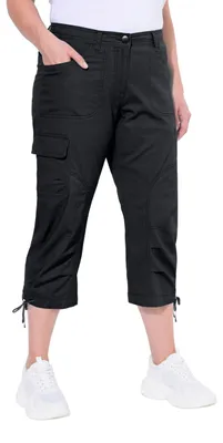 Produktbild von Ulla Popken Damen große Größen Übergrößen Plus Size 7/8-Cargohose, Komfortbund s