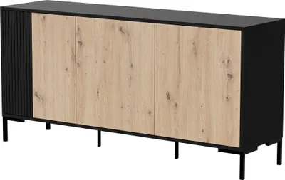Produktbild von Furniture24 Sideboard Merci 150 Kommode 151 X 74 X 40 Cm 3 Türiger Artisan Eiche/Schwarz