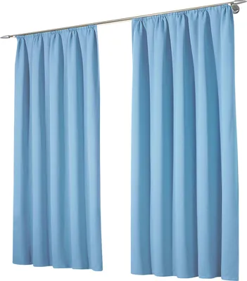 Produktbild von heimtexland ® 2 Stück Thermo Verdunkelungsvorhänge Sonnenschutz Kälteisolierung Verdunkelungsgardinen Kräuselband Vorhang Typ139 Hellblau HxB 175 x 135 cm