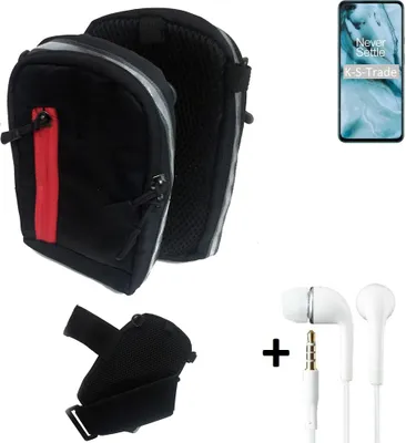 Produktbild von K-S-Trade Outdoor Gürteltasche Holster Umhängetasche + Kopfhörer kompatibel mit OnePlus Nord N10 5G schwarz Handy Tasche Case travelbag