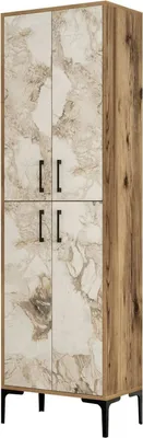 Image de Amata - Armoire Polyvalente, 60x200h cm Noyer Brun, 5 Étagères