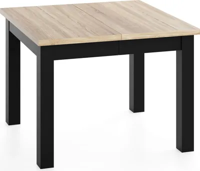 Produktbild von Quadratischer Esstisch Ausziehbar 90 bis 290 cm – Verlängerbar, für 4-14 Personen mit Schwarzen Holzbeinen – Tisch für Wohnzimmer & Esszimmer in Eiche Sonoma Hellbraun