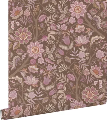 Produktbild von ESTAhome Tapete Blumenmuster Mauve-Violett und Graugrün 50 x 900 cm