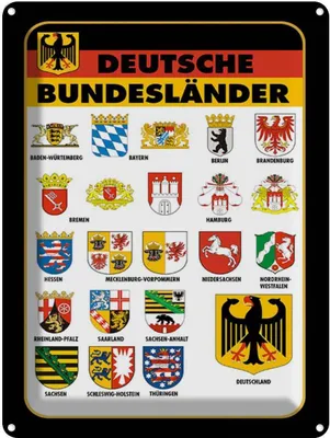 Produktbild von vianmo Blechschild 40x30 cm Bundesländer Deutschland Wappen