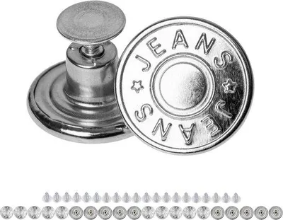 Produktbild von Metalen Jeansknöpfe Ø 20 mm, 20 Stück, silberfarben, mit Schlagnägeln, für Jeans, breiter machen