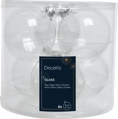 Produktbild von Weihnachtskugeln Glas 8cm 6 Stück - Klar transparent