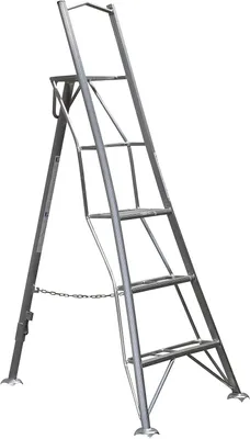 Produktbild von Garden Master® 1-Bein-Dreibeinleiter mit verstellbarer Plattform | Gartenleiter | Automatische Verriegelungsclips | Rutschfeste Füße | Tragkraft: 150 kg | EN131- | 7 Schritte | 3,0 m