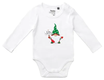 Produktbild von Huuraa Baby Body Wichtel Merry Christmas 74 White  Baumwolle Fairtrade Langarmbody Geschenkidee