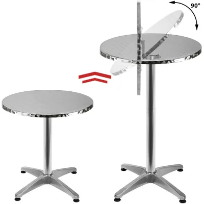 Productafbeelding van Casaria® 2-in-1 opklapbare staantafel, in hoogte verstelbaar, 70 cm / 115 cm hoog, aluminium, rond, Ø 60 cm, weerbestendig, geschikt voor buiten, tuin, bistro, biergarten, feest