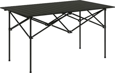 Produktbild von Campingtisch Klapptisch mit Aufrollbare Tischplatte Gartentisch aus Aluminium 2 Personen 95 x 55cm Schwarz