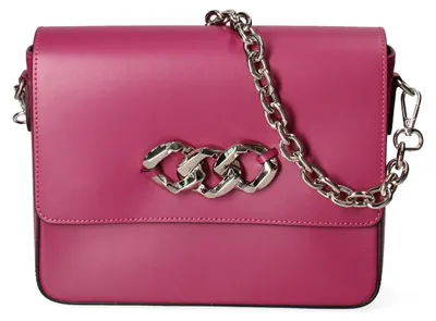 Produktbild von Damen Schultertasche aus Leder, Modell Ruga, mit goldener Kette, hergestellt in Italien