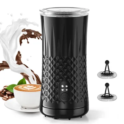 Milchaufschäumer 4-in-1, 240 ml, 2 Schneebesen, schwarz