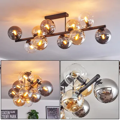 Produktbild von Fossobiubo Deckenlampe aus Metall/Glas in Schwarz/Rauch/Bernstein/Klar
