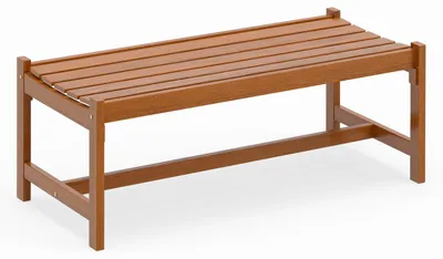 Produktbild von COSTWAY Gartenbank Holz, Sitzbank ohne Lehne, 2-Sitzer Holzbank, Balkonbank aus holz, Blumenbank für Garten, Balkon, Terrasse, 112x51x41,5 cm, Natur