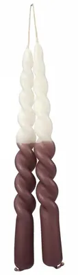 Produktbild von Branded By Gedrehte Dip-Dye-Stabkerze Ø 2,2 × 25 cm - Dunkelmauve