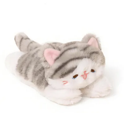 Immagine prodotto di Peluche a forma di gatto a righe, 20 cm, decorazione per la scrivania