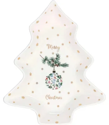 Produktbild von Greengate Teller JOELLE Tannenbaum Form mit MERRY CHRISTMAS 22x18 cm
