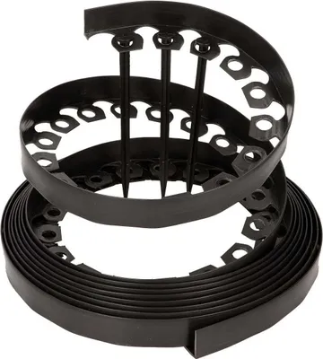 Image de GARDENIX Flexible LineBORDER : bordure de pelouse en plastique, 20 piquets de fixation, longueur 10 m, hauteur 4 cm – Noir