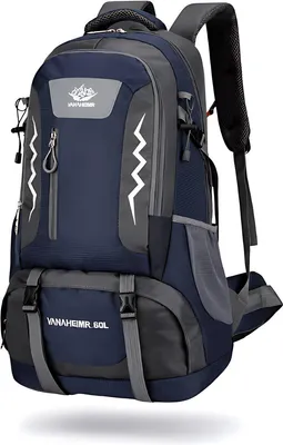 Productafbeelding van CarryQuest® 60L wandelrugzak, waterafstotend, met rugventilatie, blauw
