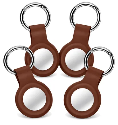 Produktbild von 4x AirTag Anhänger Braun – AirTag Schlüsselanhänger / Hülle – Silikon Cover Case für Apple AirTag – 4er-Set