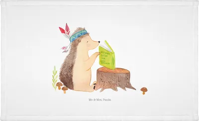 Produktbild von Mr. & Mrs. Panda Handtuch Igel Federschmuck - Weiß - Geschenk, 50x100, Indianer, baumwolle, Lagerfeuer, gesichtshandtuch, Flauschtuch, frottierhandtuch, Abenteuer, Tiere