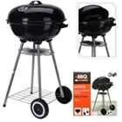 Produktbild von XL Kugelgrill Holzkohlegrill Ø 46 × 84 cm, Standgrill mit Grillwagen, Rundgrill für Garten, Terrasse und Balkon, BBQ-Grill
