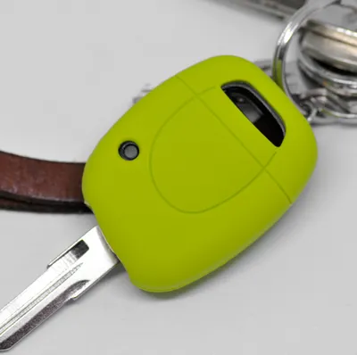 Produktbild von Auto Schlüssel Hülle Silikon Schutz Cover Apfelgrün kompatibel mit Renault Clio Twingo Kangoo 1 Tasten Funk Fernbedienung