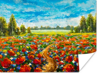 Produktbild von MuchoWow® Poster Malerei - Ölfarbe - Blumen - Natur 120x90 cm - Wandbild