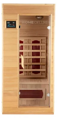Produktbild von HOME DELUXE – Infrarotkabine REDSUN S - 90 x 90 x 190 cm - für 1 Person, 4 Infrarotstrahler, Holz: Hemlocktanne I Infrarotsauna, Sauna, Wärmekabine, Infrarot