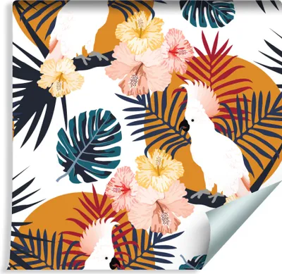 Produktbild von 10m VLIES TAPETE Rolle Natur Papageien Troppen BLUMEN XXL