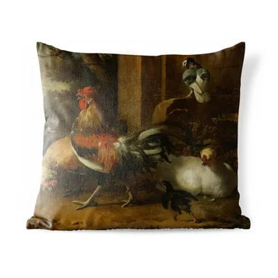 Obrázek produktu pro MuchoWow® Vnější polštář - Hoenderhof - Melchior d'Hondecoeter -45x45 cm- Odolnost proti povětrnostním vlivům - polštář do obývacího pokoje