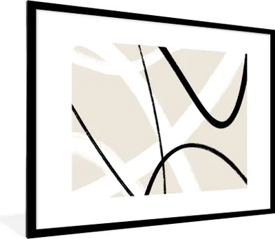 Produktbild von MuchoWow® Gerahmtes Poster Linie - Abstrakt - Minimalismus - Pastell 80x60 cm - Poster mit Schwarzem Bilderrahmen Wandposter Rahmen Foto Bilder - Schlafzimmer-Dekorationen - Fotoposter