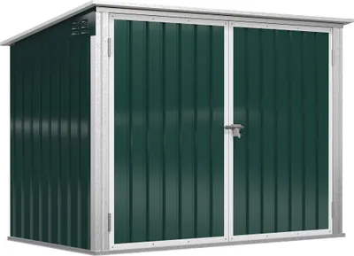 Produktbild von Mülltonnenbox Müllbox Storer abschließbar Gerätebox für 2 Mülltonnen Stahl 178,5 x 104,5 x 128,5/113 cm Grün