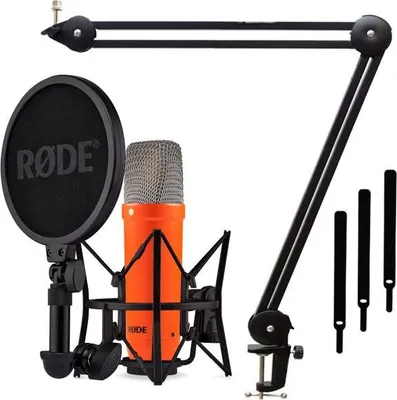 Zdjęcie produktu dla Mikrofon Rode NT1 Signature Orange z przegubowym wysięgnikiem czarny