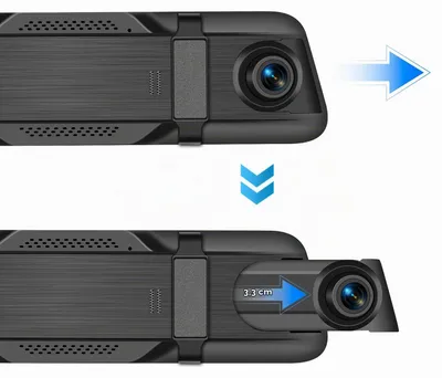 Imagen del producto de Cámara de salpicadero con espejo retrovisor de 9,66 pulgadas, pantalla IPS, resolución 4K + 1080p, conexión Wi-Fi y antena GPS