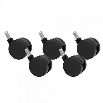 Produktbild von AMSTYLE 5er Set Rollen für Bürostuhl Schwarz Stift 11mm/Durchmesser 60mm Weichbodenrollen Drehstuhlrollen Stuhlrollen