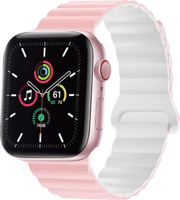 Produktbild von imoshion Magnetisches Silikonarmband für das Watch Series 1 t/m 9 / SE (38/40/41 mm) | Series 10 / 11 (42 mm) - Roze & Wit / Pink & White