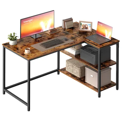 Produktbild von VASAGLE Schreibtisch mit Stauraum, L-Form Computertisch, höhenverstellbare Ablage, Büro, 110 x 80 cm, braun
