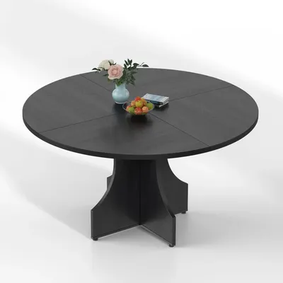Produktbild von Runder Esstisch 120 cm - Küchentisch Für 4 Personen - Holztisch - Platzsparend - Modernes X-Gestell - Schwarz