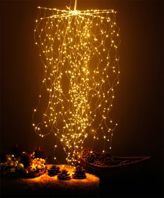 Produktbild von LED Sternenschauer 720 LED Lichterbündel zum Aufhängen warmweiß Lichterkette Lichterschweif Wasserfall