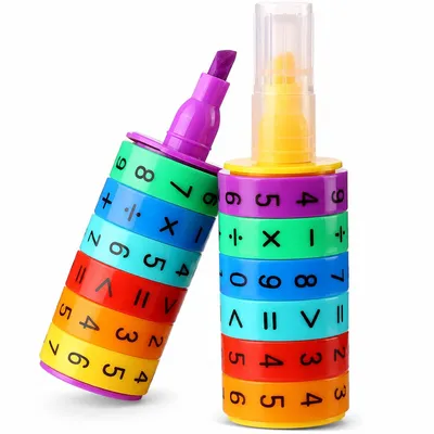 Produktbild von Rechenstift Kinder 2 Stück, Textmarker mit Zahlenrolle, Lernspielzeug für Vorschule, Grundschule und Schulanfang