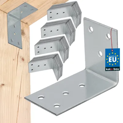 Obrázok produktu pre KOTARBAU® Sada 50 ks uhlových spojok, uhlové spojky pre ťažké zaťaženie 70x50x40 mm, pozinkovaná oceľ, uhlové spojky, stabilné, odolné, spojky na nosníky, strieborné