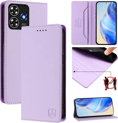 Produktbild von Lederhülle für ZTE Blade A73 4G Hülle Flip Brieftasche Kartenfächern Ständer Schutzhülle Violett