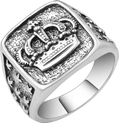 Produktbild von Retro Krone versilbert Legierung Herren Ring Finger Dekor Party Bar Schmuck Geschenk