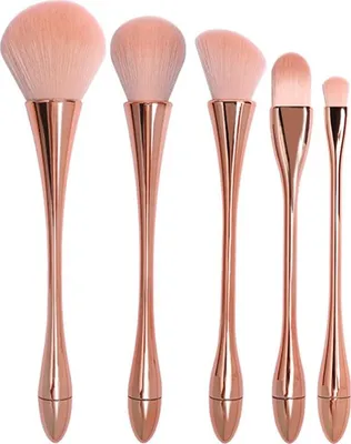 Image de INF Ensemble de pinceaux de maquillage or rose - 10 pièces pour un maquillage parfait