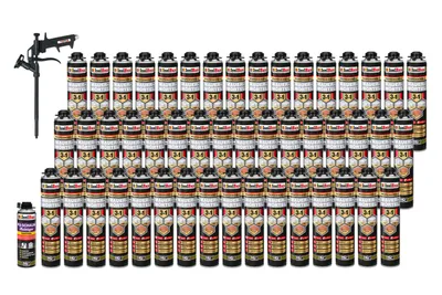 Produktbild von Isolbau Mauermörtel Pistolenschaum SET - Teflon Schaumpistole, PolyurethanReiniger Montageschaum Klebeschaum PolyurethanMörtel 48 x 750ml